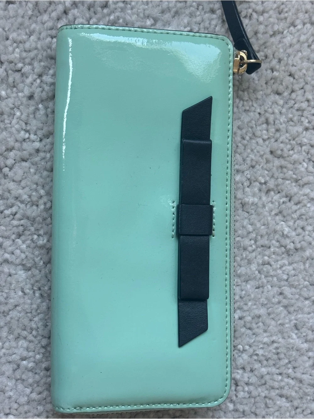 kate spade Mint Patent Leather Wallet with Silver Logo Plaque